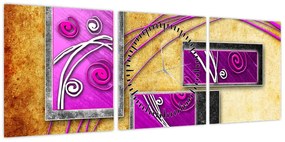 Obraz abstrakcji (z zegarem) (90x30 cm)