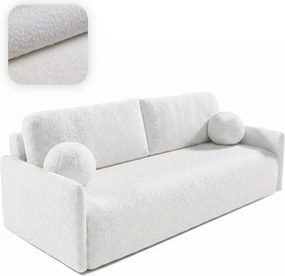 Sofa VENI Rozkładana Dwuosobowa Kremowa Boucle Japandi
