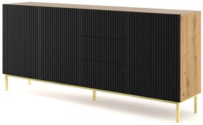 Komoda z lamelami na złotej ramie artisan + czarny S2-W17