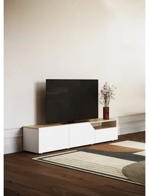 Biała szafka pod TV w dekorze dębu 180x38 cm Verone – TemaHome