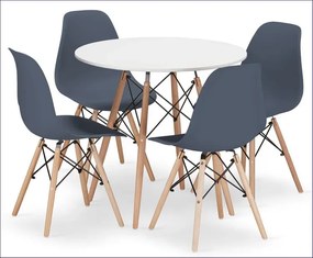 Zestaw biały stół kuchenny 80 cm z 4 krzesłami - Nadikos 5X 12 kolorów