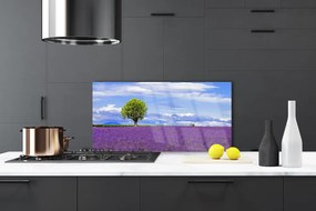 Szkło do Kuchni na Ścianę Lawendowy Zmierzch pod Drzewem