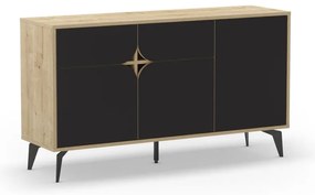 Czarna niska komoda w dekorze dębu 140x79 cm Nola – Marckeric