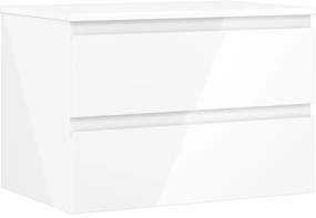 Mexen Orio szafka łazienkowa podumywalkowa 70 cm z blatem, 2 szuflady, biała połysk - 91A10-07047-2-BFFC00