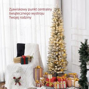 HOMCOM Choinka 180 cm z girlandą LED, sztuczne drzewko, odporna na ogień, z metalową podstawą, Zielona | Aosom PL