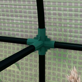 Mini tunel cieplarniany Outsunny, tunel dla roślin, z 2 strefami do uprawy, rolowane drzwi, 185 x 94 x 150 cm, Zielony