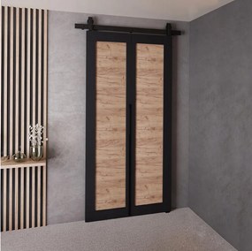 Drzwi Przesuwne QUDIO M1 Czarny + Dąb Craft Złoty 80
