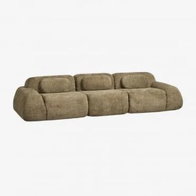 Sofa Modułowy 3-częściowy Z Tkaniny Chenilla Pakowany Próżniowo Merida Szenila Gruba Szałwiowa Zieleń - Sklum