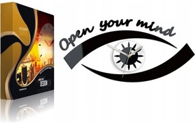 Nowoczesny zegar ścienny z napisami stylowy w kształcie oka akrylowy cichy