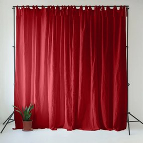Czerwona lniana zasłona 140x330 cm Lava Falls – Linen Tales