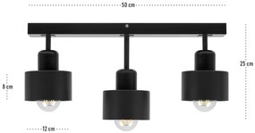 Czarna lampa sufitowa, trzypunktowy spot DSC50x7SC z drewna i metalu E