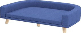 PawHut Legowisko dla psa Sofa dla psa Sofa dla zwierząt, drewno eukaliptusowe, 98 x 67 x 25 cm, Niebieski
