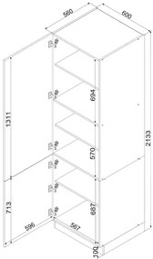 Słupek kuchenny do przechowywania 60 cm jasny szary - Lorina 35X