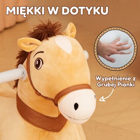 AIYAPLAY 6V Elektryczny koń do jazdy dla dzieci, na baterie, z funkcją muzyczną i ruchu do przodu, 18-36 miesięcy, Brązowy