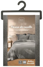 Antracytowa pościel dwuosobowa z mikropluszu 240x220 cm Helena – douceur d'intérieur
