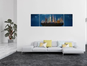 Obraz - Wielkie miasto unoszące się w kosmosie (170x50 cm)