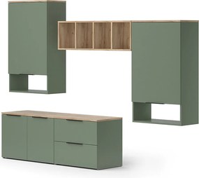 Ściana w salonie zielony 80x40x50 wido