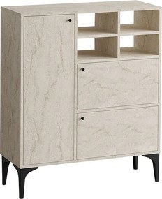 Komoda – 100 cm x 125 cm x 35 cm – Kolor trawertynu – Płyta wiórowa pokryta melaminą