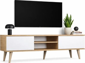 Skandynawska szafka pod telewizor dąb artisan + biały H8-K57