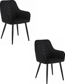 Krzesła do jadalni Valora WAAV – czarny aksamit z czarnymi nogami x2
