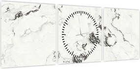 Obraz - Biały marmur (z zegarem) (90x30 cm)