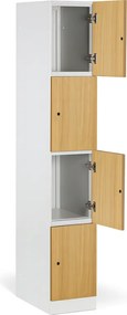 Szafka skrytkowa S1, 4 schowki, 1850 x 300 x 500 mm, zamek kodowy, drzwi laminowane, buk