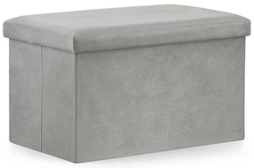 Szary składany taboret FURELA VELVET XL 60 x 38 x 38 cm