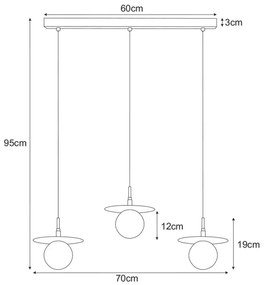 Nowoczesna lampa wisząca z 3 ruchomymi kloszami - A703-Anea