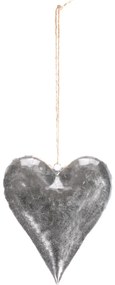 Zawieszka metalowa w kształcie serca, srebrna, 15x 2 x 18 cm