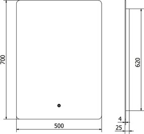 Mexen Sun lustro łazienkowe podświetlane 50 x 70 cm, LED 6000K, antypara - 9807-050-070-611-00