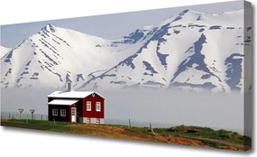 Obraz canvas Chatka w Śnieżnych Alpach