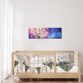 Obraz - Kosmiczne drzewo (z zegarem) (90x30 cm)