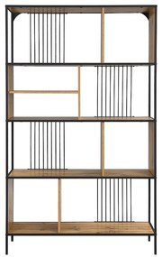 Półka z 9 wnękami z MDF i stali - Naturalny i Czarny - LEMAVIA