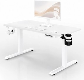 Biurko elektryczne z regulacją wysokości ergonomiczne białe,1200x600 mm: ARIA