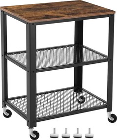 Stolik kawowy Valora na kółkach, czarny, vintage, zestaw 1 szt.