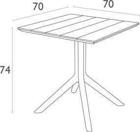 Kwadratowy stół kawiarniany z tworzywa Paris Table 70