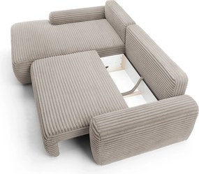 Masseno Narożnik OSSO z funkcją spania i pojemnikiem na pościel Narozniki L, Rozkładana sofa - Brązowy, AMBIENCE 05