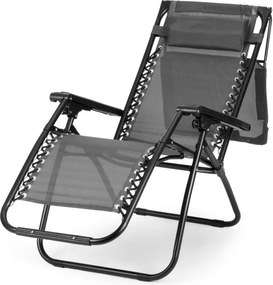 Składany leżak ogrodowy z regulowanym daszkiem Corfu 009, szary