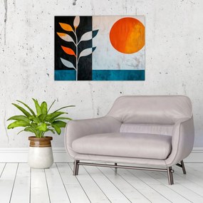Obraz - Abstrakcja rośliny i słońca (70x50 cm)
