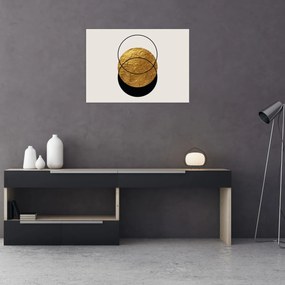 Obraz na szkle - Abstrakcja złoto-biała N⁰2 (70x50 cm)