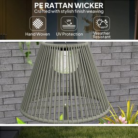 Outsunny Lampa solarna na stojaku Rattan z czujnikiem światła 25 LED Ø33 x 135 cm