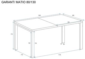 Stół rozkładany MATIO 130(220)x80 dąb natura ENDO