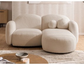 Jasnobrązowy narożnik z materiału bouclé (prawostronny/z szezlongiem) Orbit – Ropez