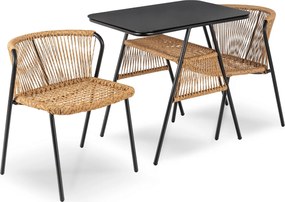 Zestaw mebli ogrodowych, balkonowych Bravio, rattanowy stolik i 2 krzesła