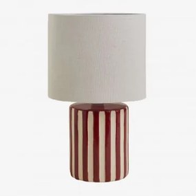Lampa Stołowa Z Ceramiki I Lnu Araminta Beżowy Tapioka – Czerwony Wino - Sklum