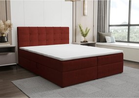 BEDANTE Łóżko kontynentalne KIDA 160x200 Curio 57 Czerwony Łóżko małżeńskie Łóżko hotelowe Sypialnia Materac Topper Schowek
