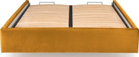 Musztardowy korpus łóżka tapicerowanego welurem R6-P67