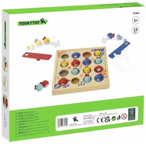 Tooky toy gra dla dzieci drewniany stół latające rybki 19 el.