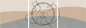 Obraz - Line art kiss (z zegarem) (90x30 cm)