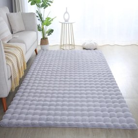 Dywan pluszowy 3D Ambiance srebrny 140 cm x 200 cm